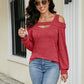 Full Size Cold Shoulder Cutout Square Neck Blouse