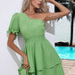 Layered Single Shoulder Flounce Sleeve Mini Dress