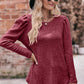 Round Neck Puff Sleeve Ribbed Top