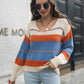 Striped V-Neck Drop Shoulder Sweater