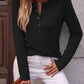 Round Neck Buttoned Long Sleeve T-Shirt