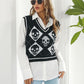 Zoe&Hannah Skull Contrast V-Neck Sweater Vest