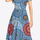 Printed Round Neck Short Sleeve Dress with Pockets