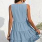 SUMMERLEA Decorative Button V-Neck Tiered Sleeveless Dress