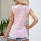 Contrast Full Size V-Neck Eyelet Tank