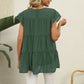 Full Size Swiss Dot Round Neck Tiered Blouse