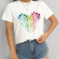 Heart Round Neck Short Sleeve T-Shirt