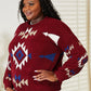 HEYSON Wine Full Size Aztec Soft Fuzzy Sweater