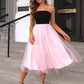Pink-Black Two-Tone Spaghetti Strap Mesh Dress