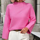 Mock Neck Dropped Shoulder Pullover Sweater