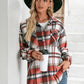 Meet You Outside Plaid Button Down Curved Hem Shacket
