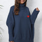 Turtle Neck Long Sleeve Ribbed Sweater