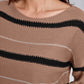 Striped Round Neck Dropped Shoulder Sweater