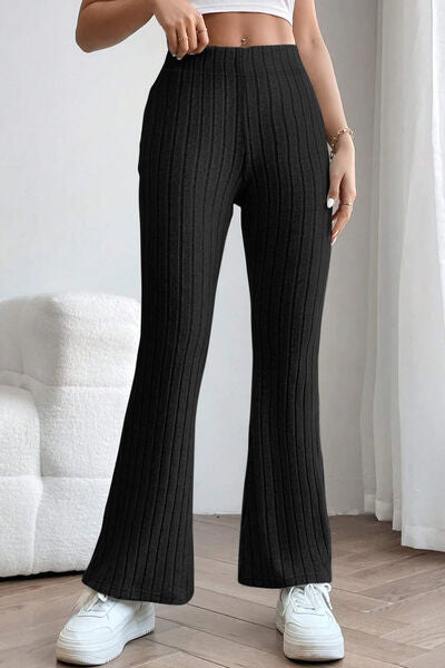 Basic Bae Full Size Ribbed High Waist Flare Pants *