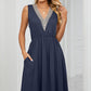 Pocketed V-Neck Wide Strap Dress
