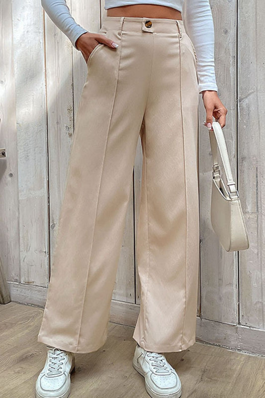 Center Seam Wide Leg Beige Pants