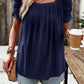 Eyelet Square Neck Puff Sleeve T-Shirt