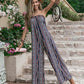 Tied Printed Tube Wide Leg Jumpsuit