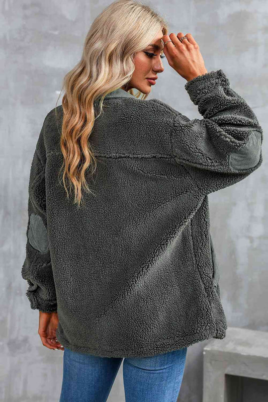 Full Size Collared Neck Drop Shoulder Jacket