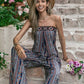 Tied Printed Tube Wide Leg Jumpsuit