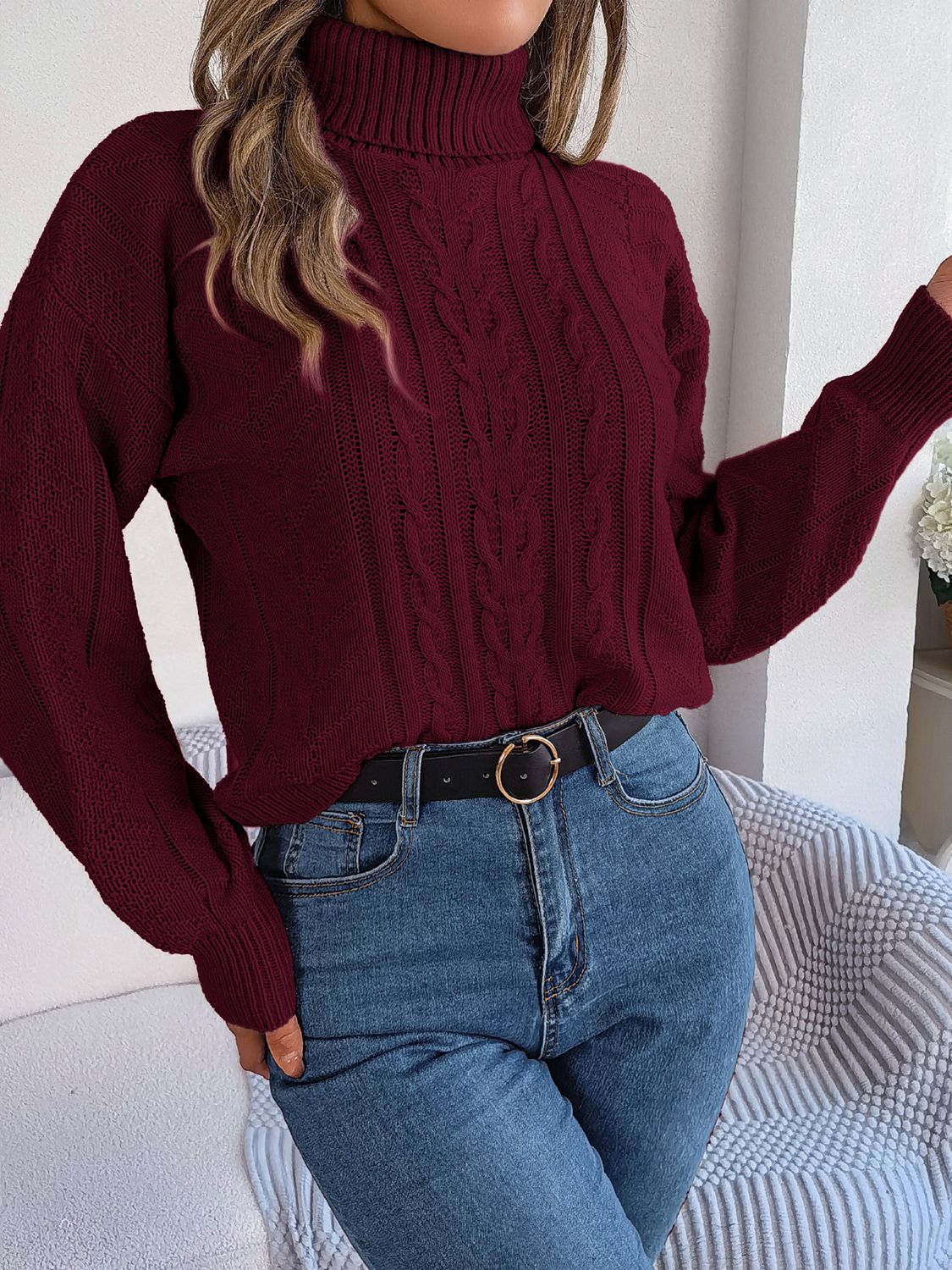 Hannah Lea Cable-Knit Turtleneck Sweater 🦋