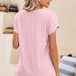 Eyelet V-Neck Petal Sleeve T-Shirt