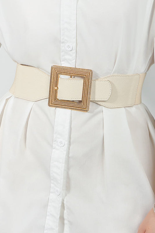 Ivory or Chestnut PU Leather Belt