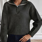 Half Zip Dropped Shoulder Sweater
