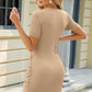 Ruched Tied Round Neck Mini Dress