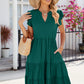 Ruched Notched Cap Sleeve Dress