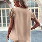 Pearl Detail Notched Short Sleeve Blouse