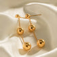 Ball Bead and Chain Stainless Steel Earrings