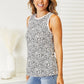 Double Take Full Size Printed Round Neck Beige Tank