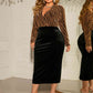 Plus Size Surplice Neck Long Sleeve Slit Dress