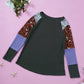 Avery Mixed Print Full Size Sleeve Crewneck Waffle Knit Top