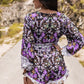 Printed Frill Half Button Balloon Sleeve Romper