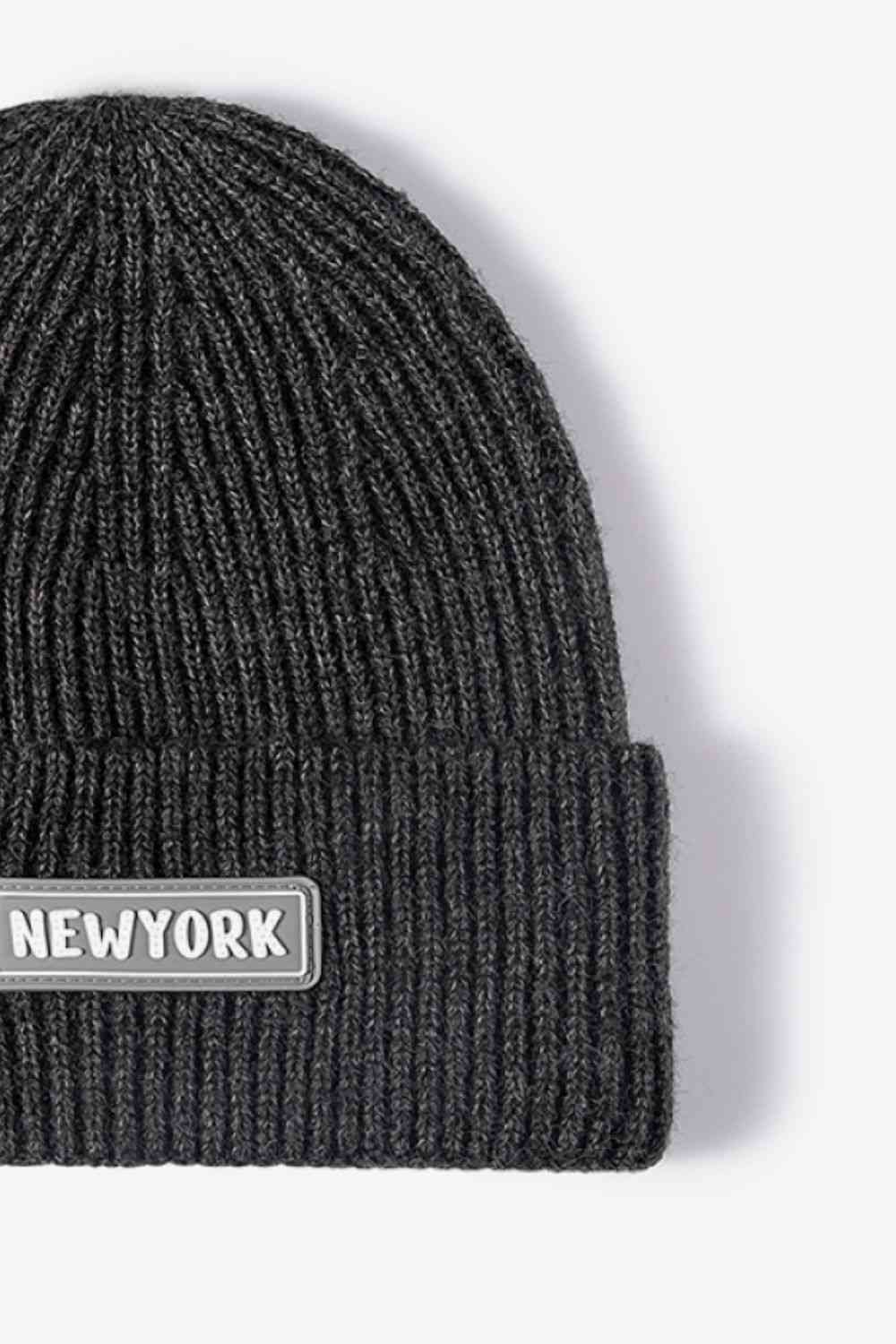 BeanieHatz NEW YORK Patch Rib-Knit Cuffed Beanie