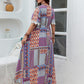 Double Take Plus Size Printed Lace Detail Short Sleeve Dress