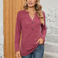 Full Size Notched Neck Long Sleeve T-Shirt