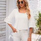 Ruffled Suqare Neck Half Sleeve Blouse