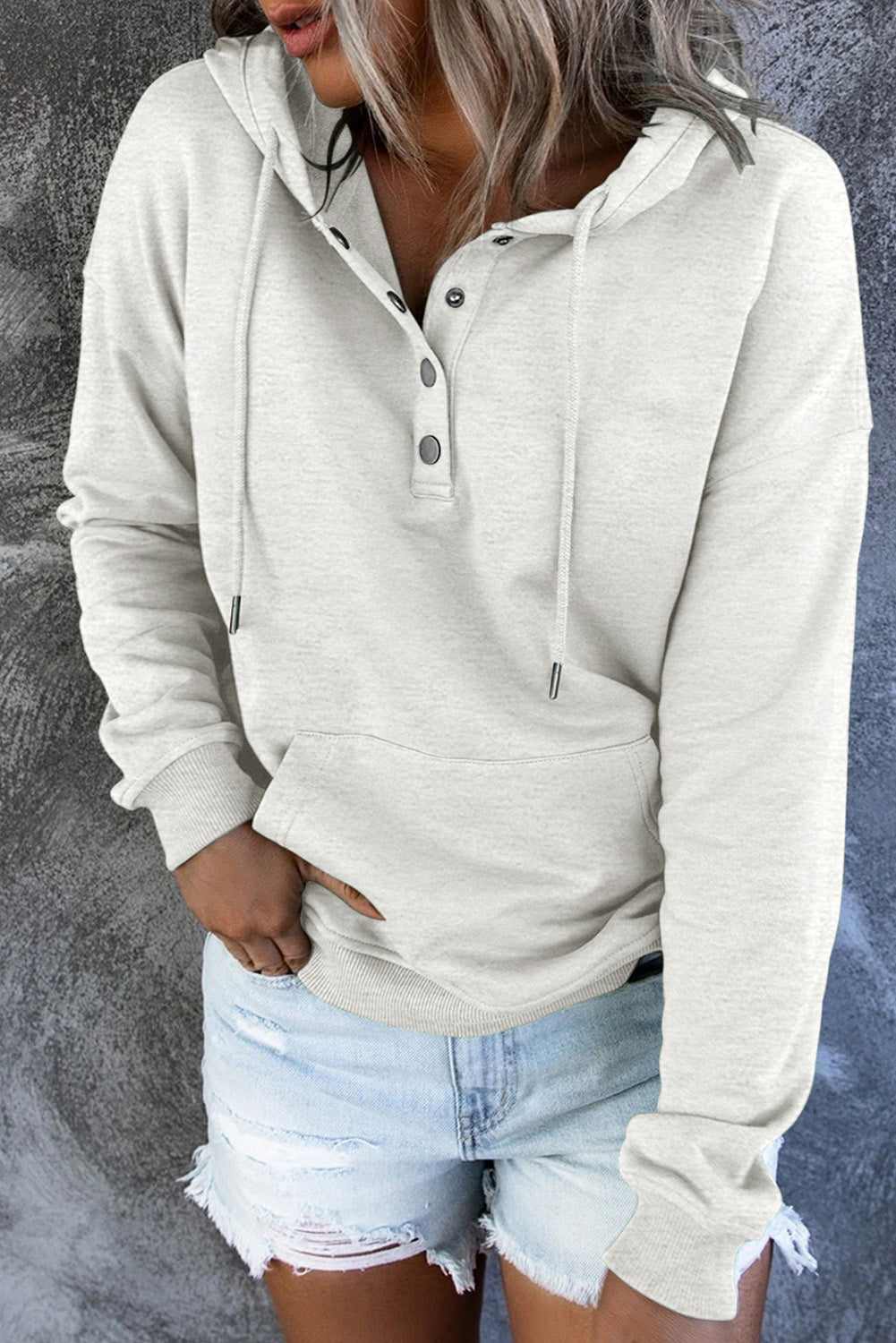 Full Size Dropped Shoulder Long Sleeve Hoodie with Pocket