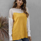 Color Block Round Neck Dropped Shoulder Sweater