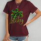 Lucky Clover Round Neck Short Sleeve T-Shirt