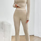 Adryane Jay Ribbed V-Neck Long Sleeve Cropped Top and Pants Set