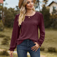 Full Size Round Neck Puff Sleeve Blouse