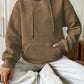 Full Size Textured Drawstring Drop Shoulder Hoodie