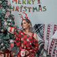 Christmas Asymmetrical Neck Long Sleeve Mini Dress