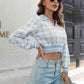KnittedEmporium Houndstooth Johnny Collar Cropped Sweater