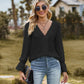 Full Size V-Neck Flounce Sleeve Blouse