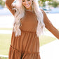 Women's SoDreamy Caramel Waffle-Knit Frill Mini Tiered Dress